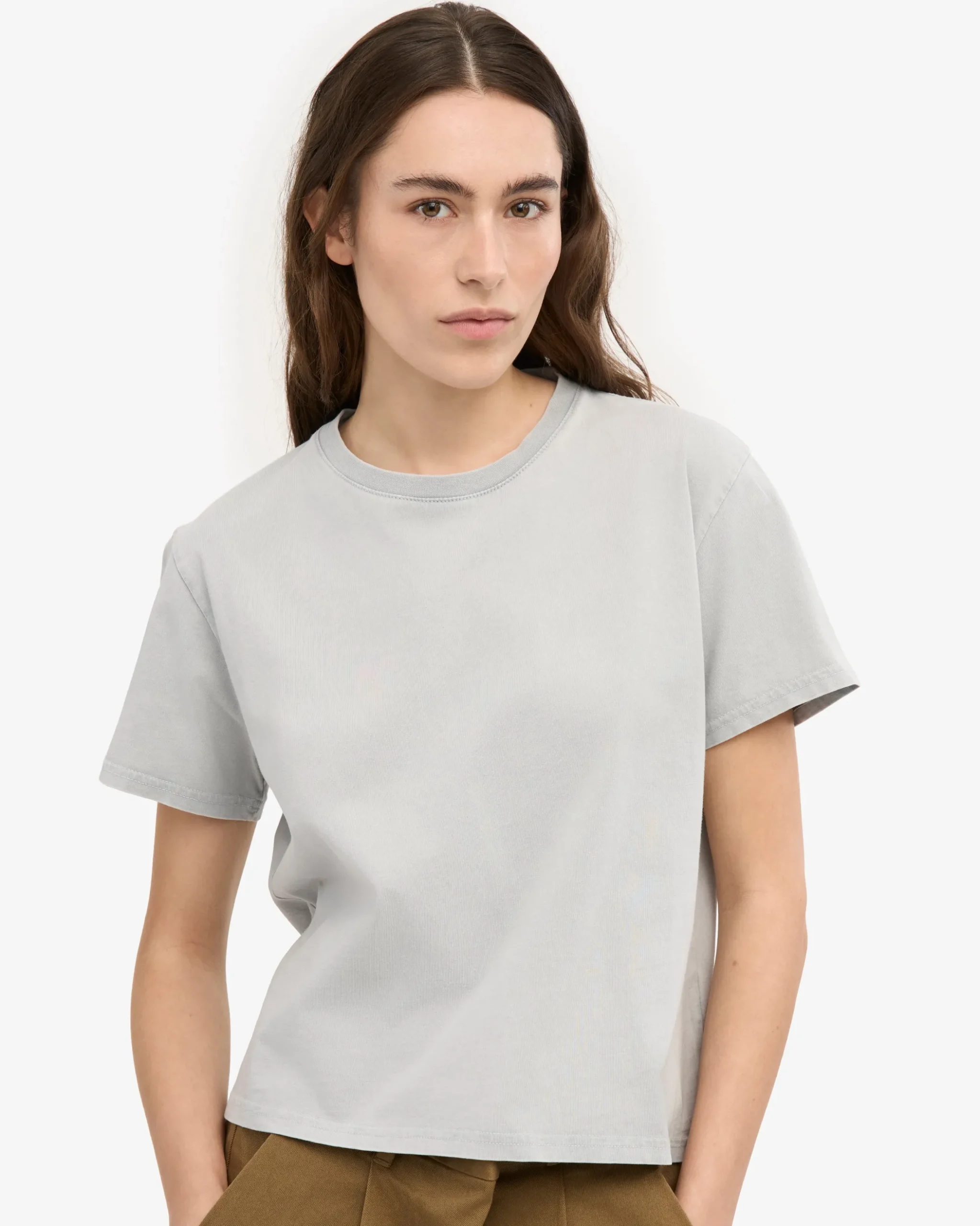 Organic Boxy Crop Tee - Faded Grey