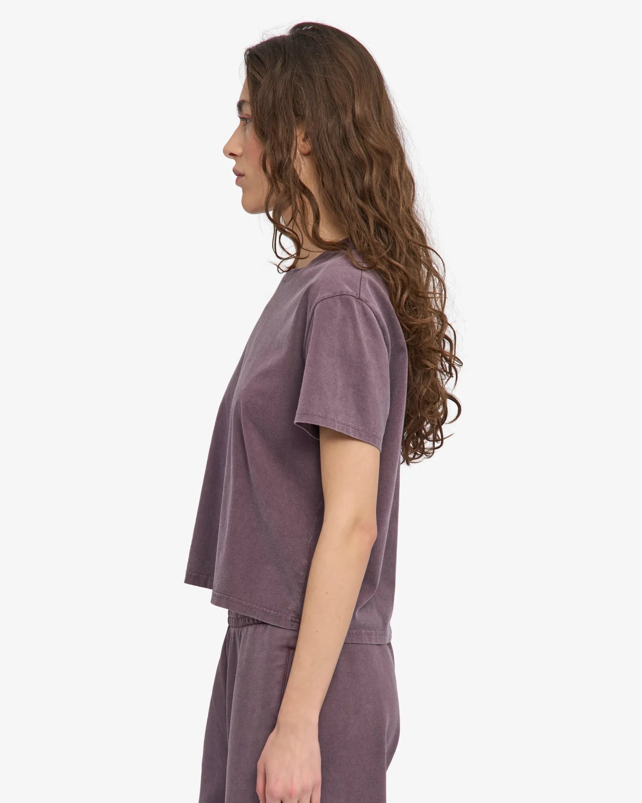 Organic Boxy Crop Tee - Faded Grape
