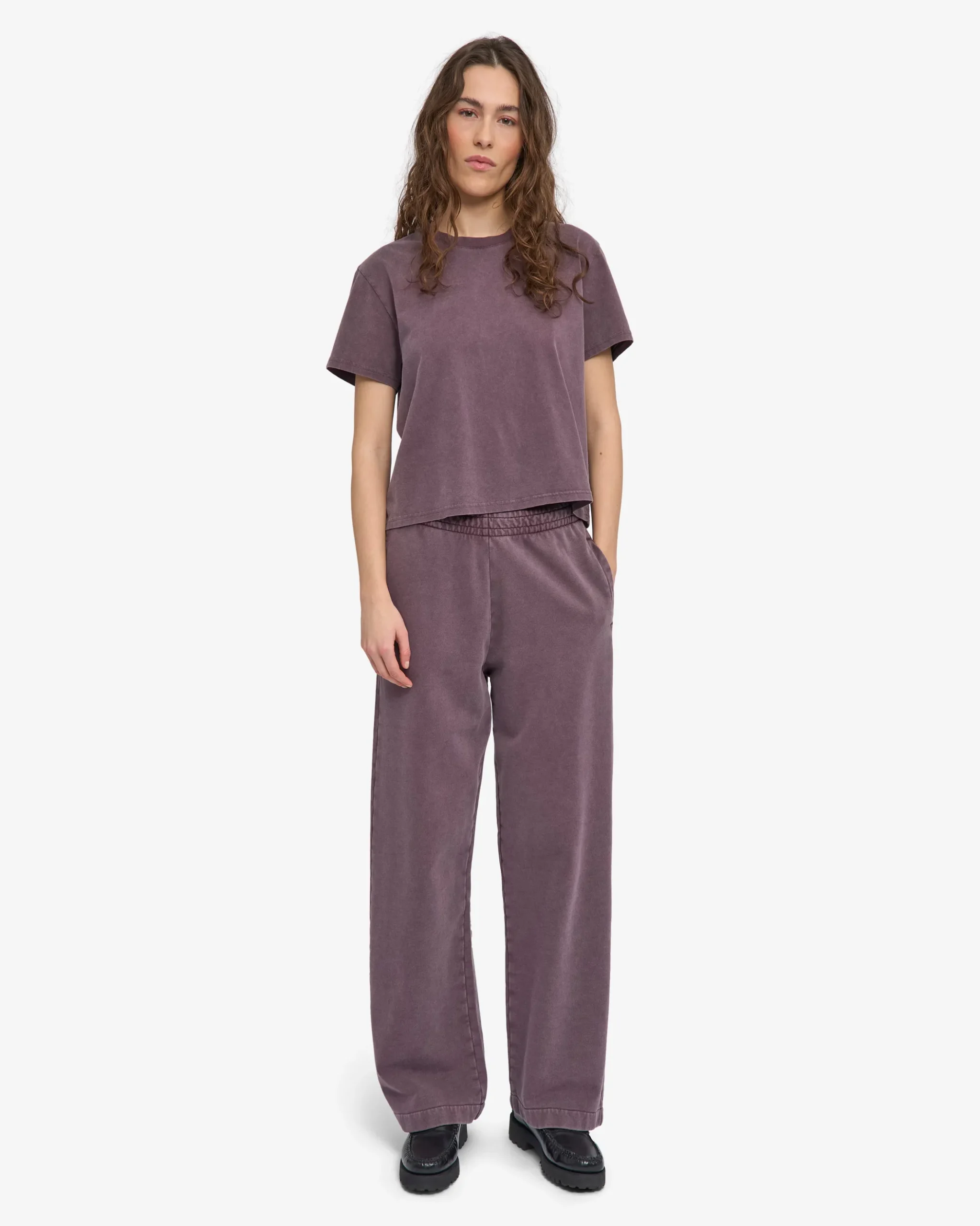 Organic Boxy Crop Tee - Faded Grape