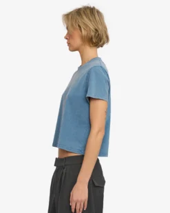 Organic Boxy Crop Tee - Faded Indigo