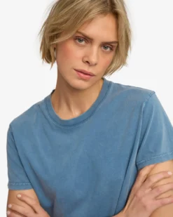 Organic Boxy Crop Tee - Faded Indigo