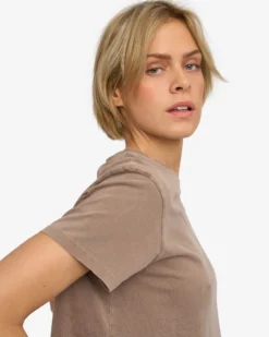 Organic Boxy Crop Tee - Faded Khaki