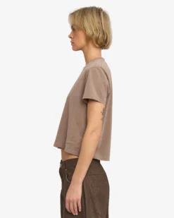 Organic Boxy Crop Tee - Faded Khaki