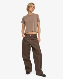 Organic Boxy Crop Tee - Faded Khaki
