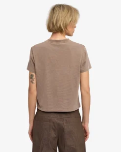 Organic Boxy Crop Tee - Faded Khaki