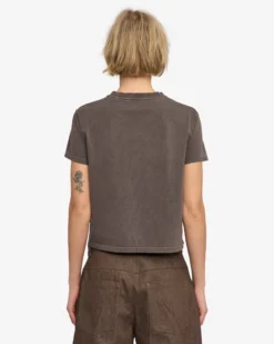 Organic Boxy Crop Tee - Faded Mud