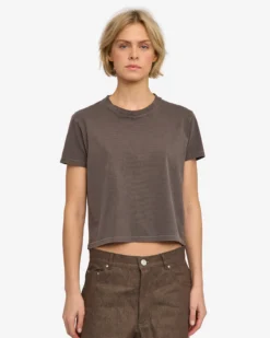 Organic Boxy Crop Tee - Faded Mud