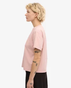 Organic Boxy Crop Tee - Faded Pink