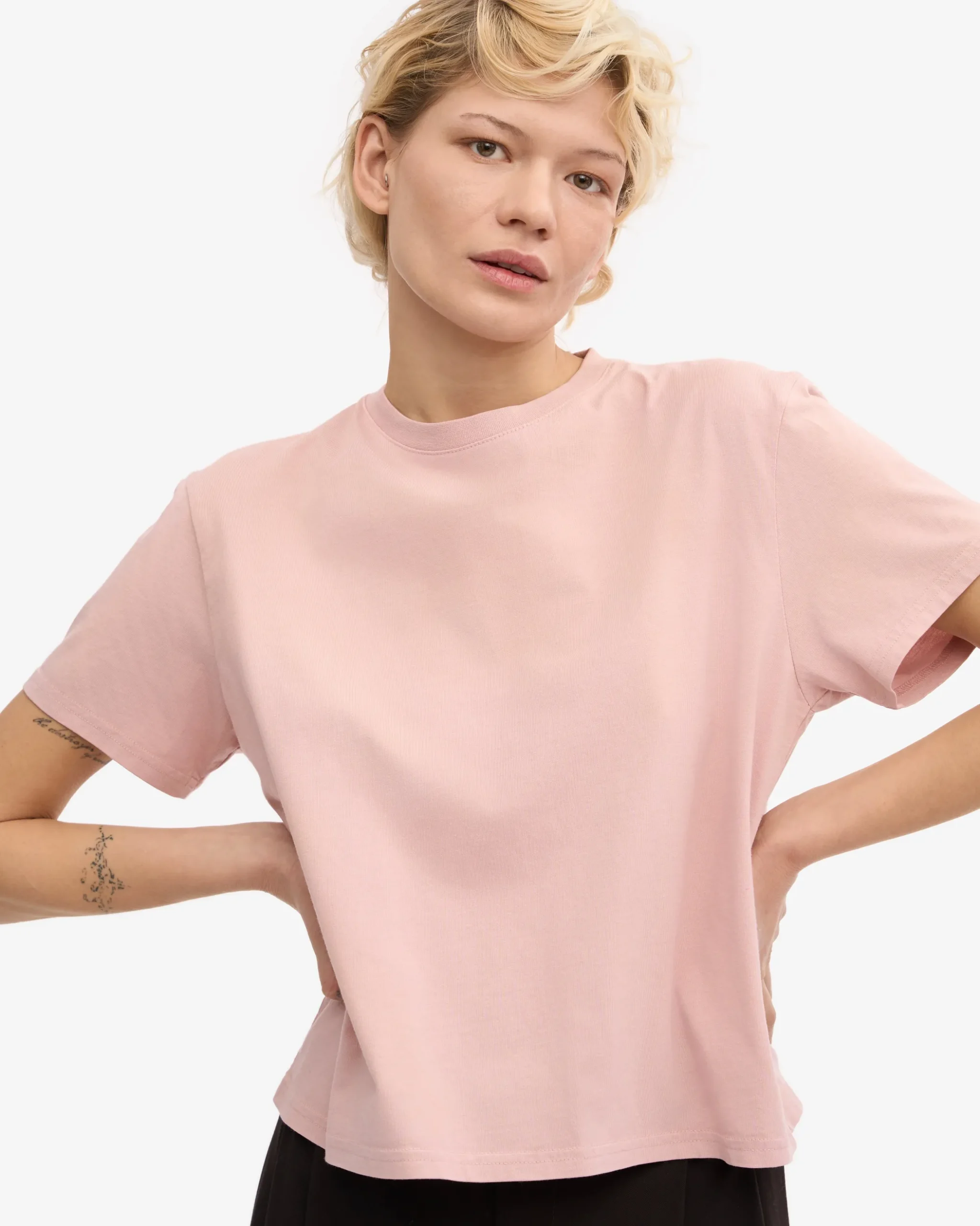 Organic Boxy Crop Tee - Faded Pink