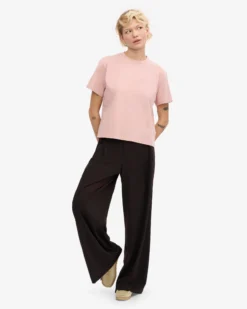 Organic Boxy Crop Tee - Faded Pink