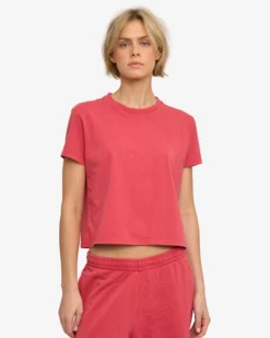 Organic Boxy Crop Tee - Faded Red