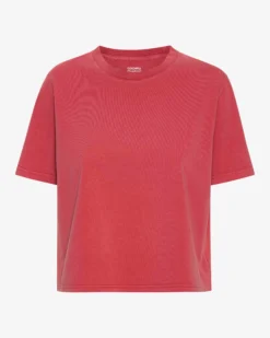 Organic Boxy Crop Tee - Faded Red