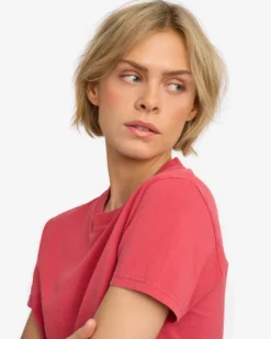 Organic Boxy Crop Tee - Faded Red