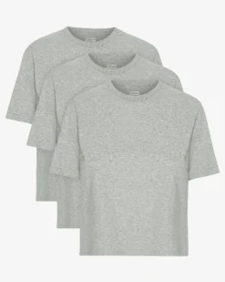 Organic Boxy Crop Tee - Heather Grey (3-Pack)
