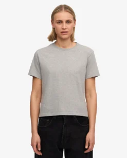 Organic Boxy Crop Tee - Heather Grey (3-Pack)