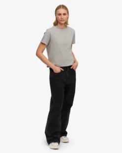 Organic Boxy Crop Tee - Heather Grey