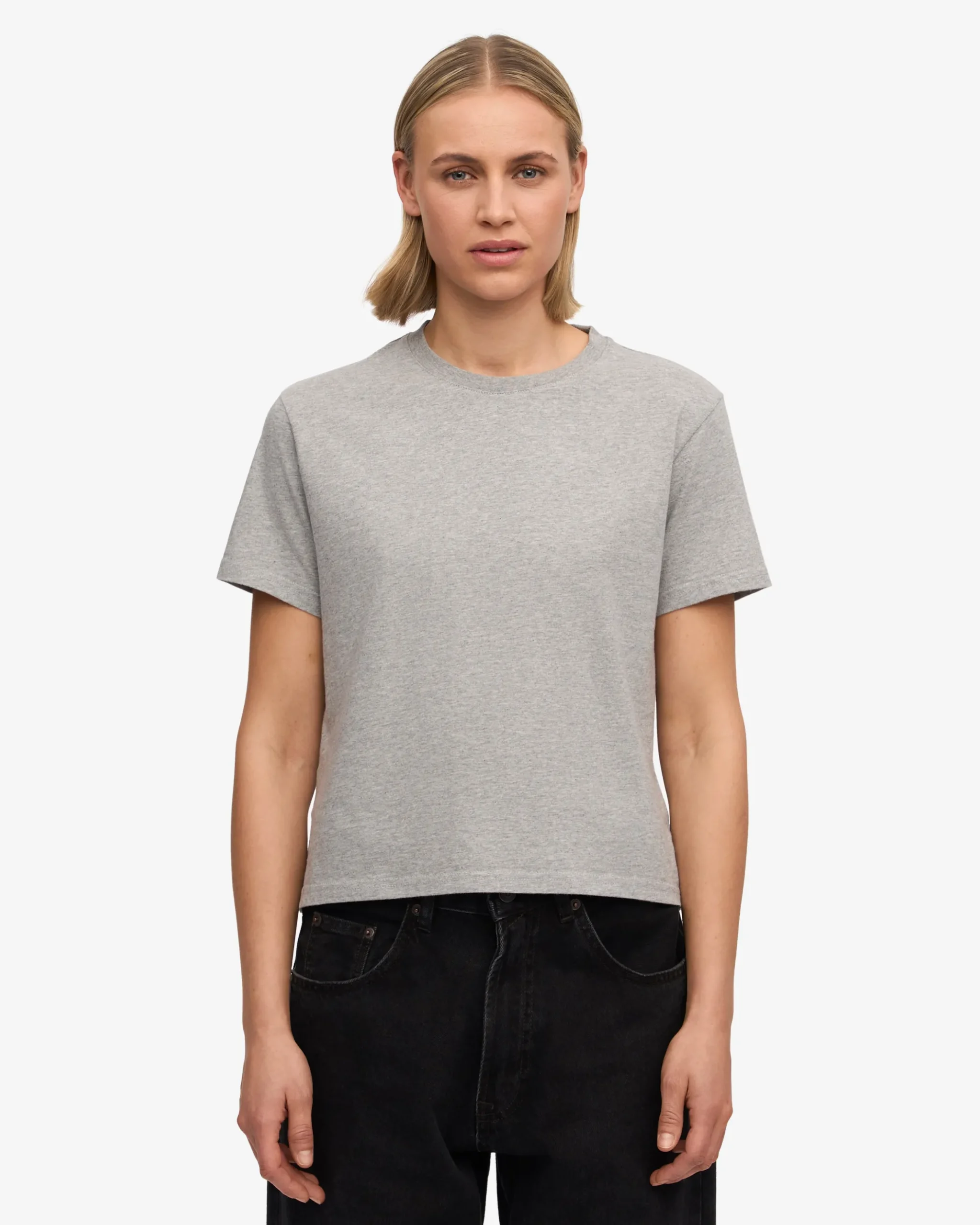 Organic Boxy Crop Tee - Heather Grey