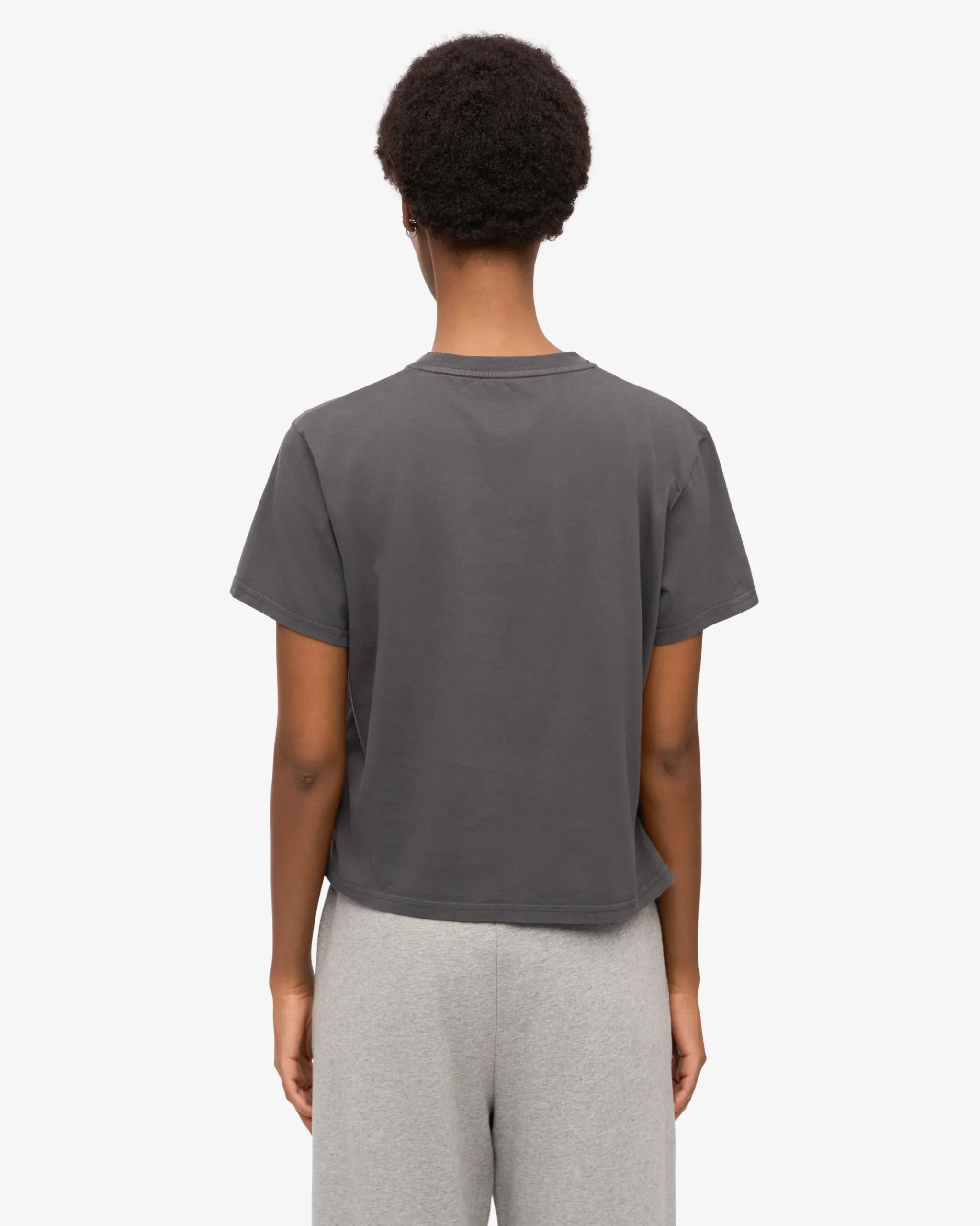 Organic Boxy Crop Tee - Lava Grey
