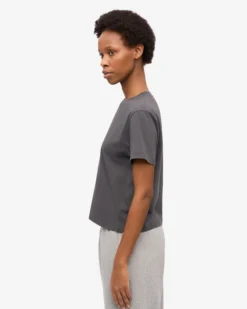 Organic Boxy Crop Tee - Lava Grey