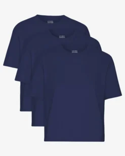 Organic Boxy Crop Tee - Marine Blue (3-Pack)