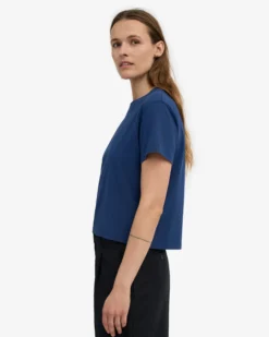 Organic Boxy Crop Tee - Marine Blue (3-Pack)