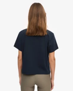Organic Boxy Crop Tee - Navy Blue