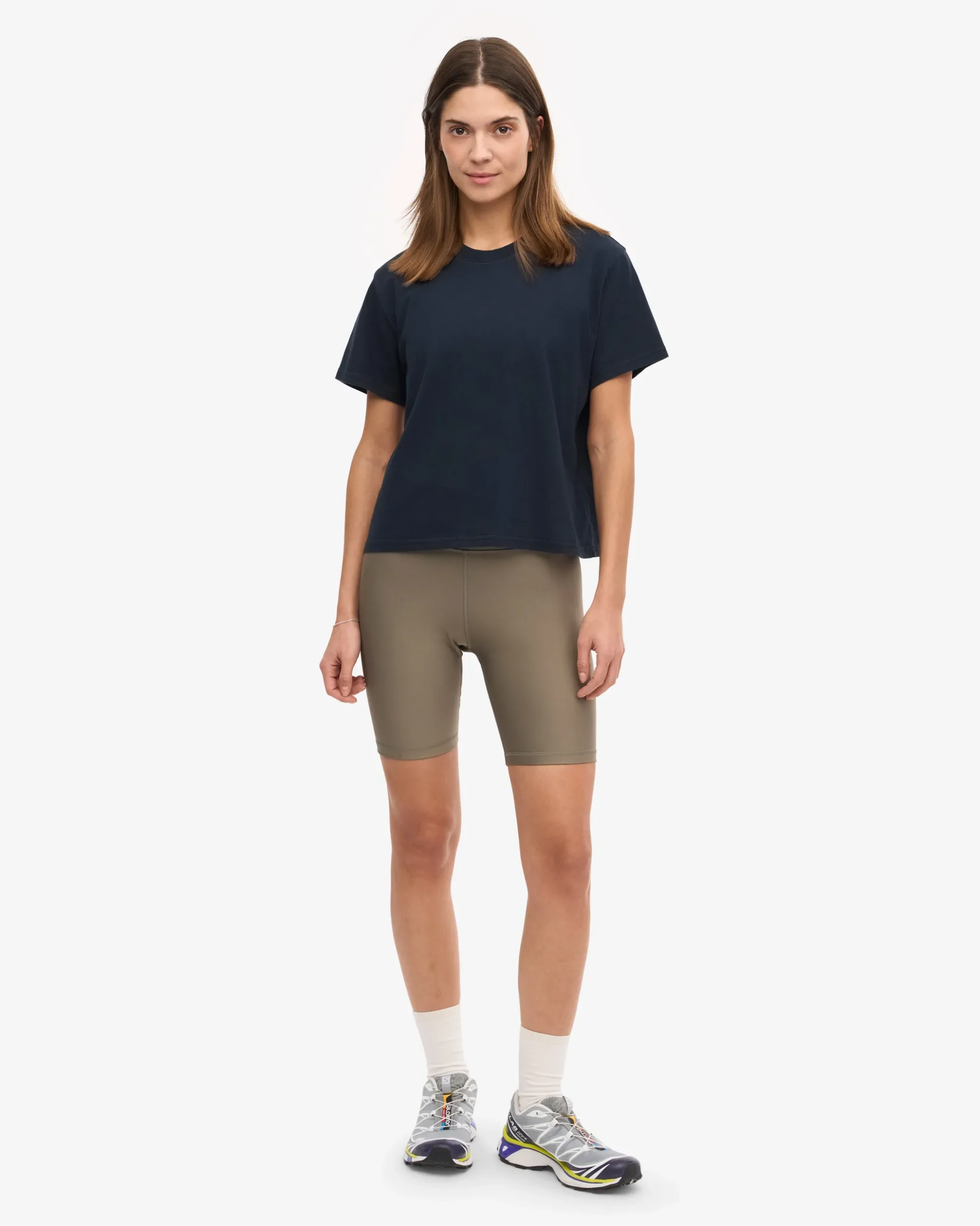 Organic Boxy Crop Tee - Navy Blue