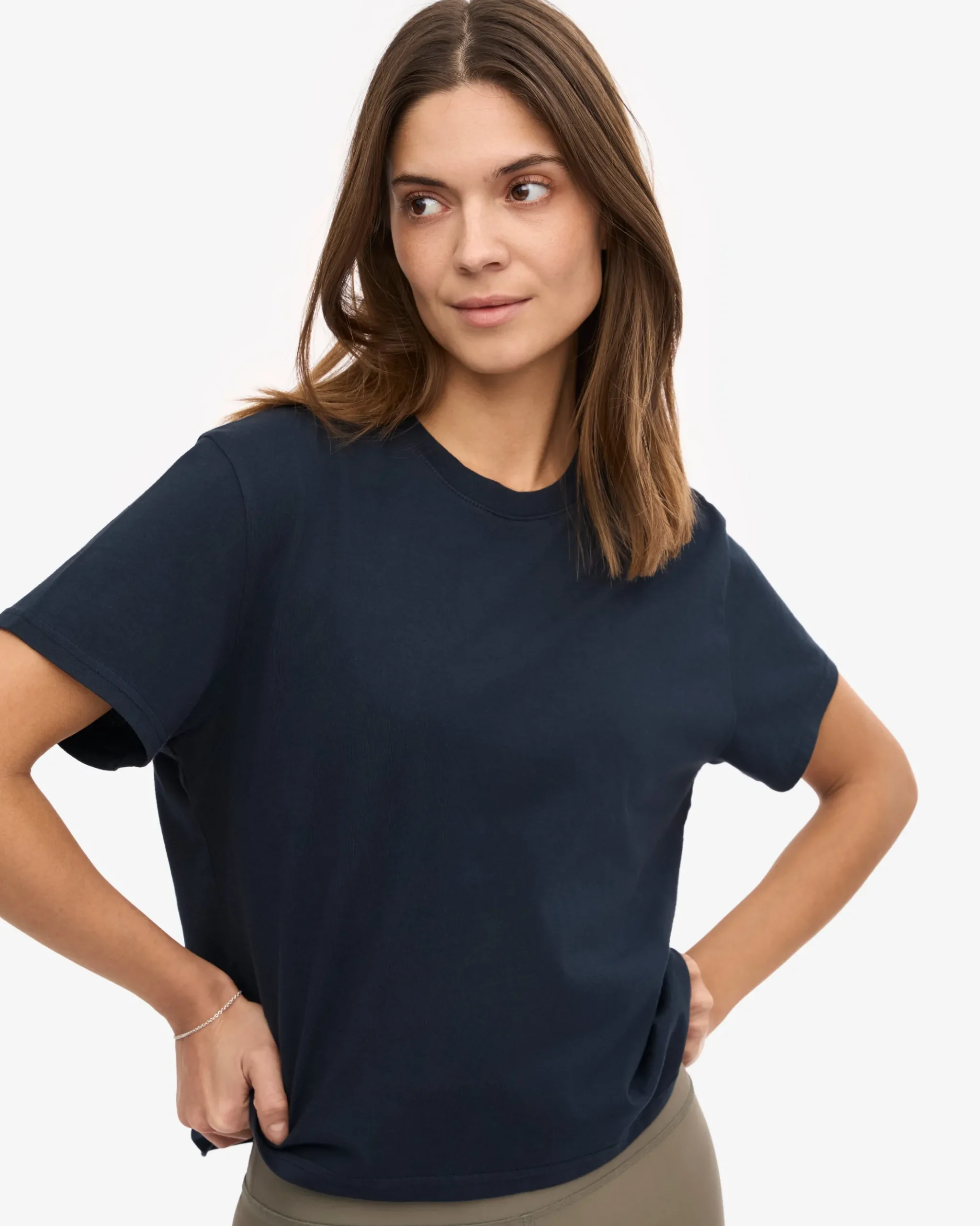 Organic Boxy Crop Tee - Navy Blue