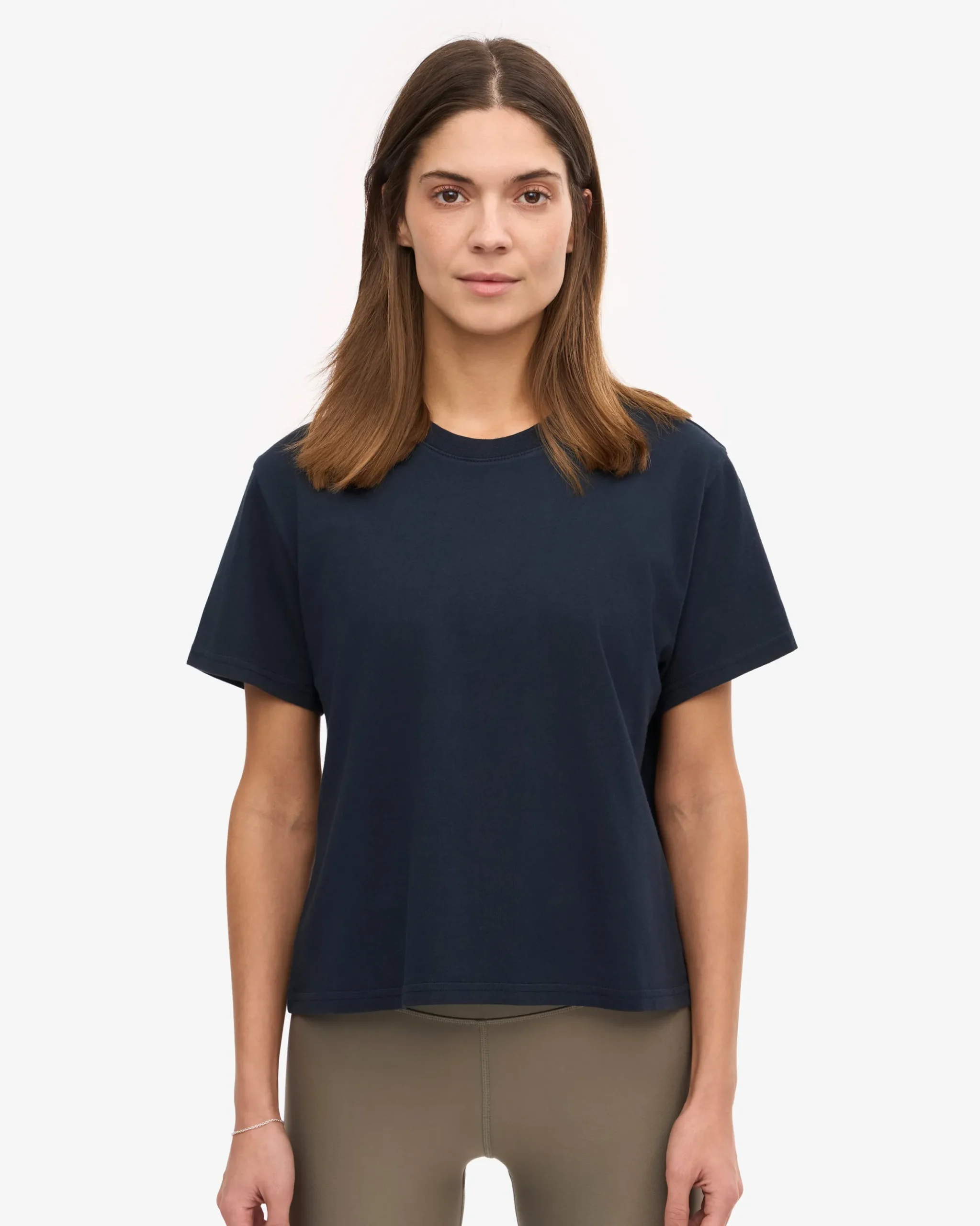 Organic Boxy Crop Tee - Navy Blue