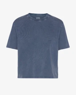 Organic Boxy Crop Tee - Neptune Blue