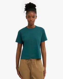 Organic Boxy Crop Tee - Ocean Green