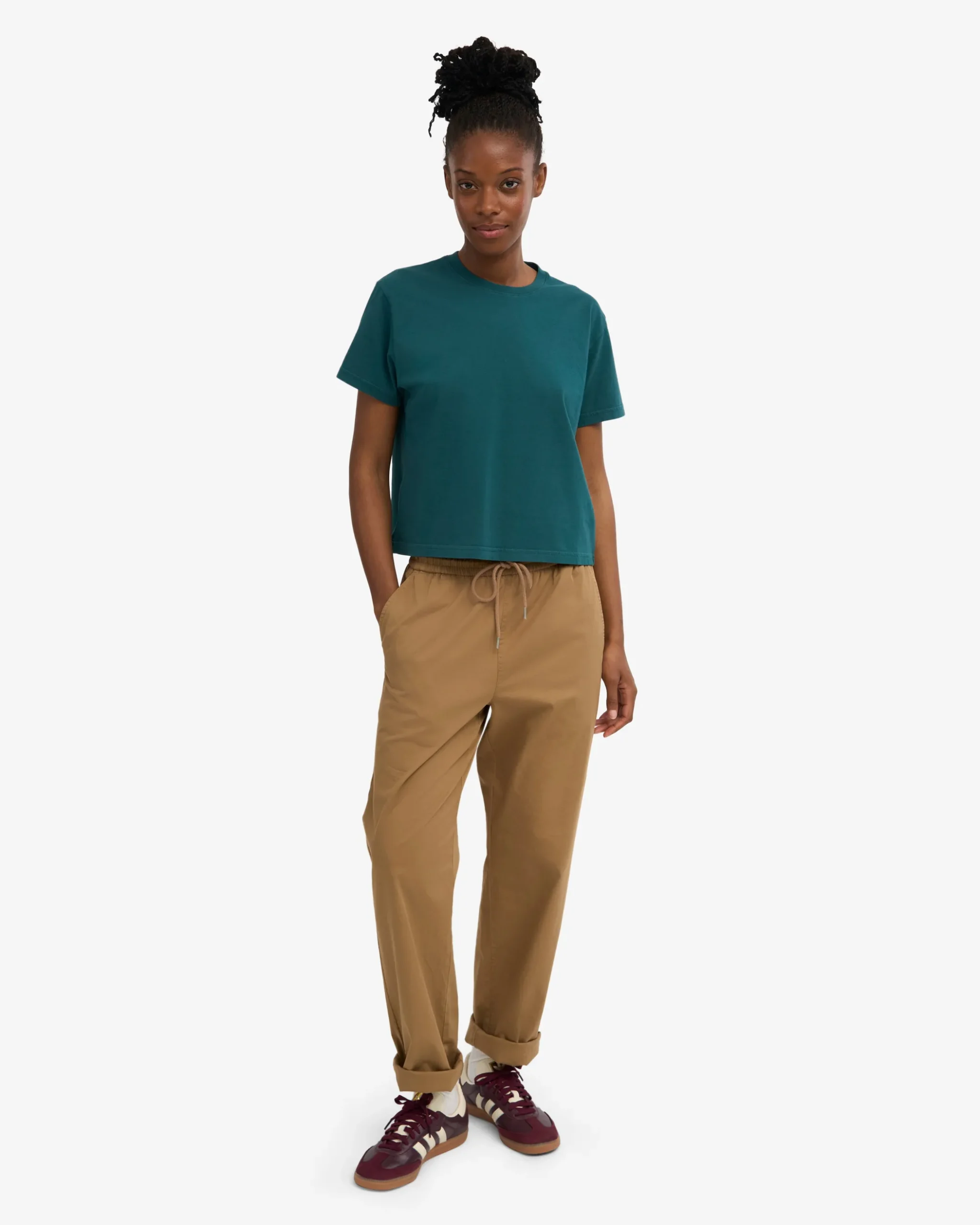 Organic Boxy Crop Tee - Ocean Green