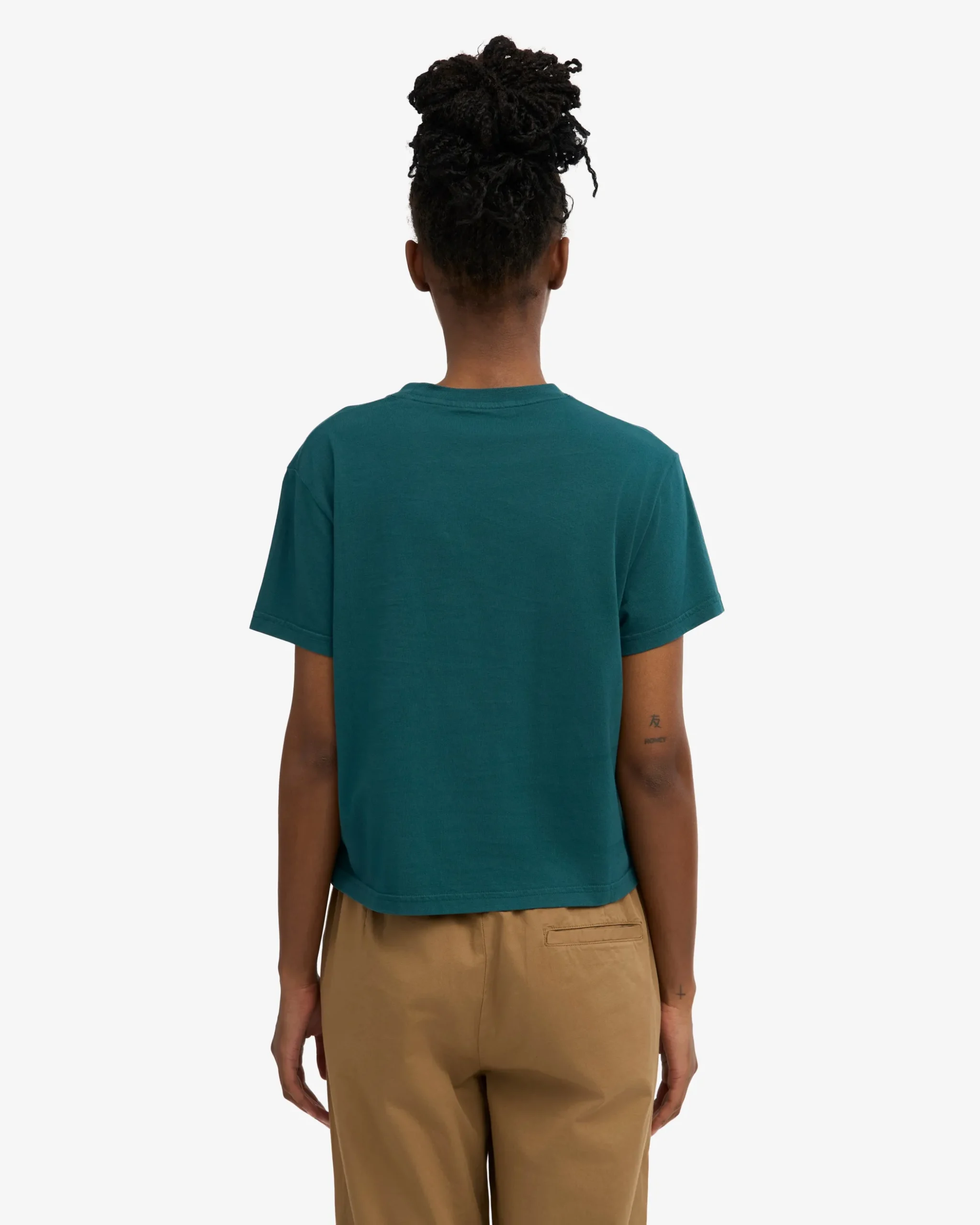 Organic Boxy Crop Tee - Ocean Green
