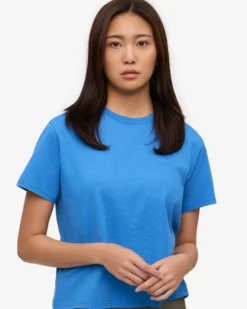 Organic Boxy Crop Tee - Pacific Blue