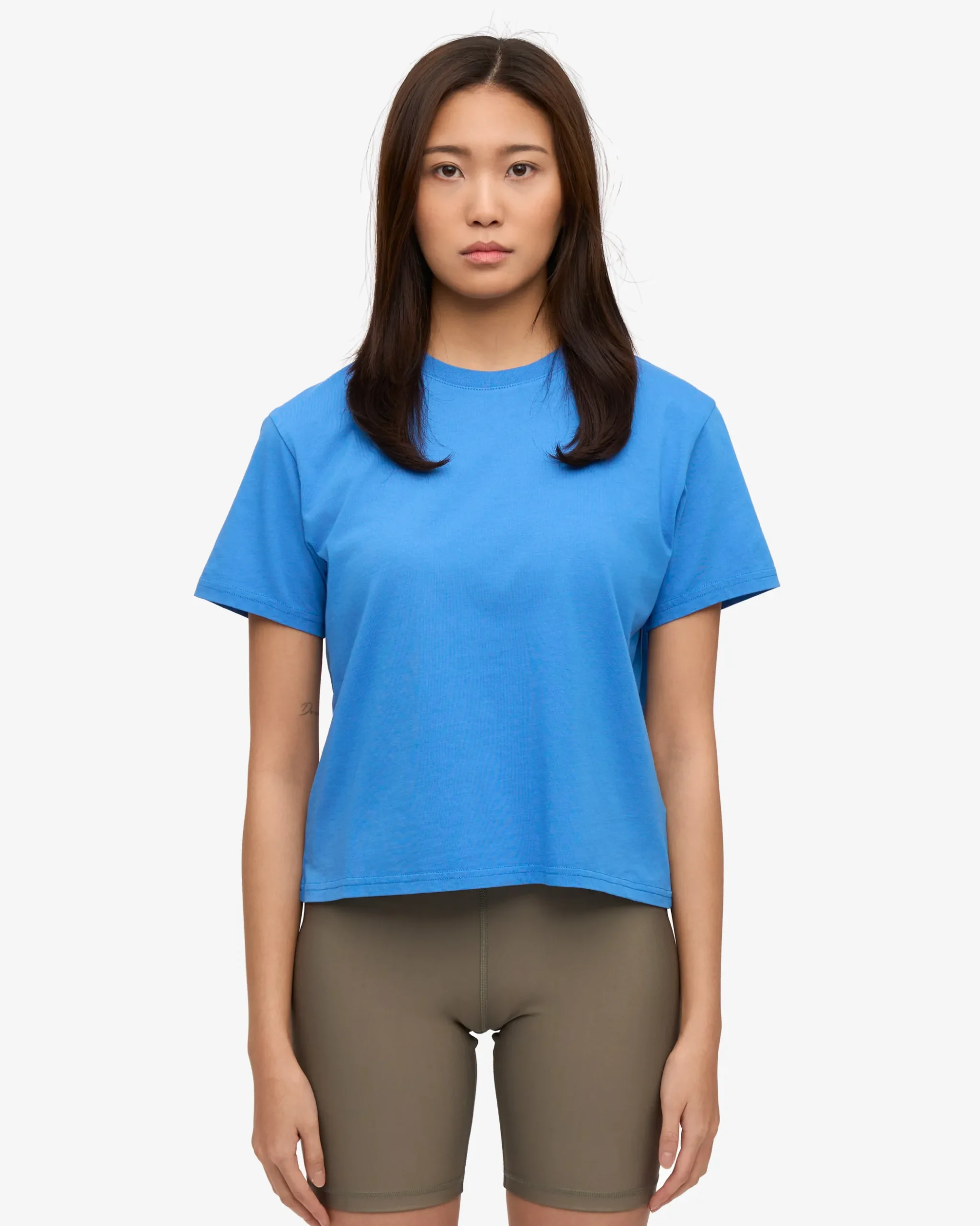 Organic Boxy Crop Tee - Pacific Blue