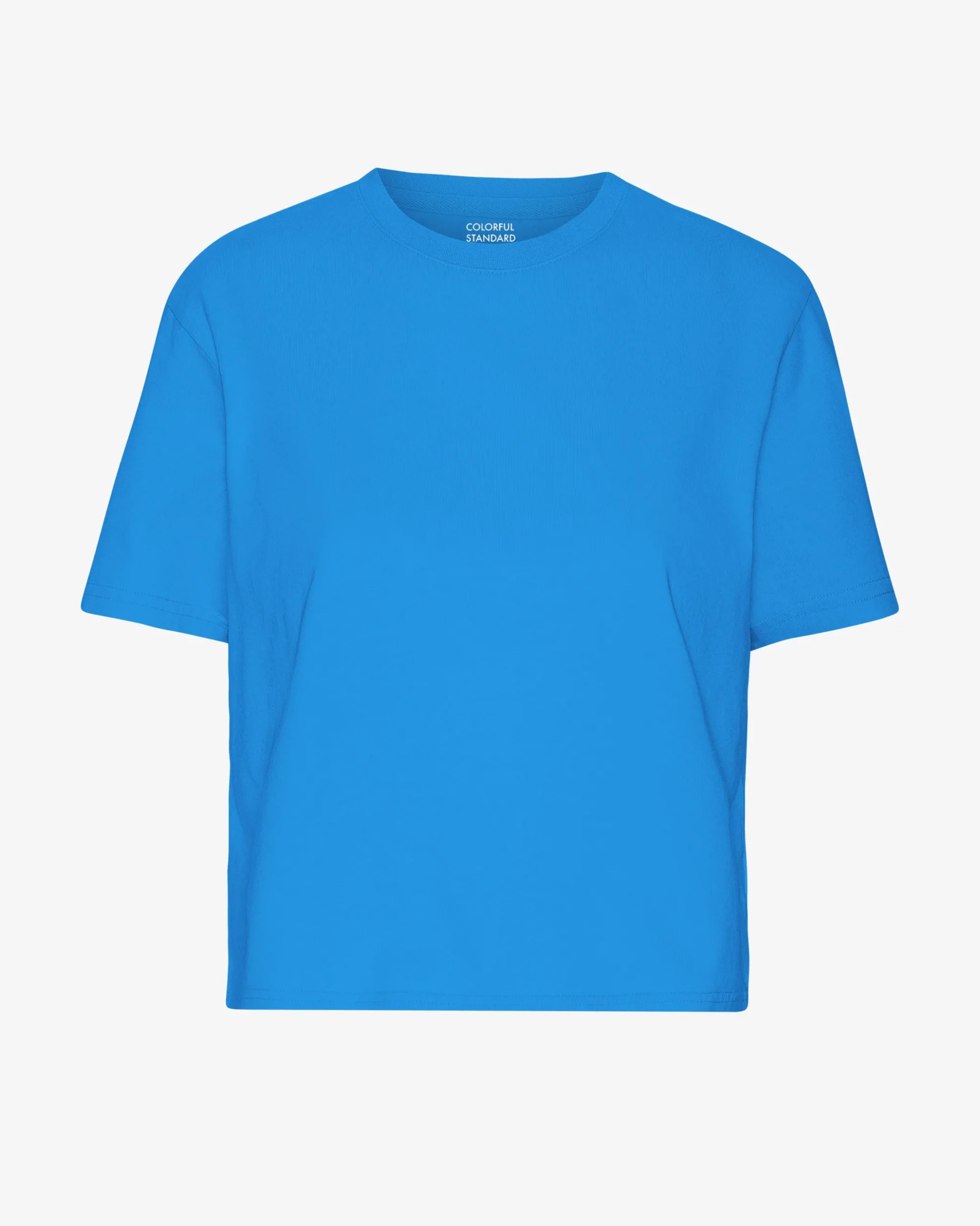 Organic Boxy Crop Tee - Pacific Blue