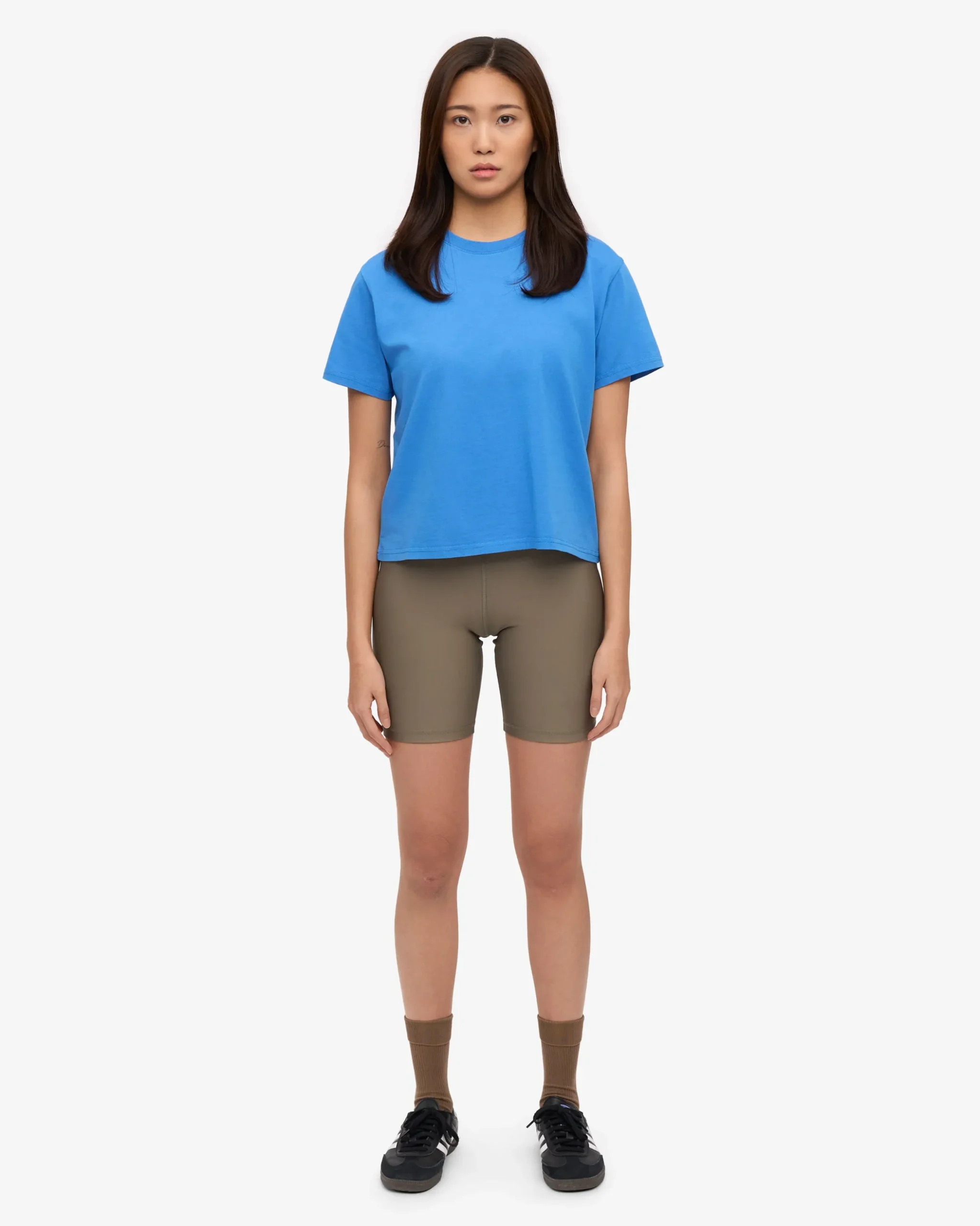 Organic Boxy Crop Tee - Pacific Blue