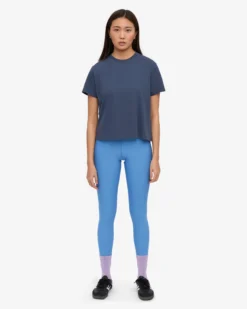 Organic Boxy Crop Tee - Petrol Blue