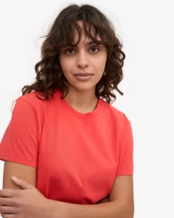 Organic Boxy Crop Tee - Red Tangerine