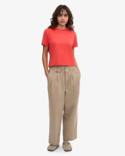 Organic Boxy Crop Tee - Red Tangerine