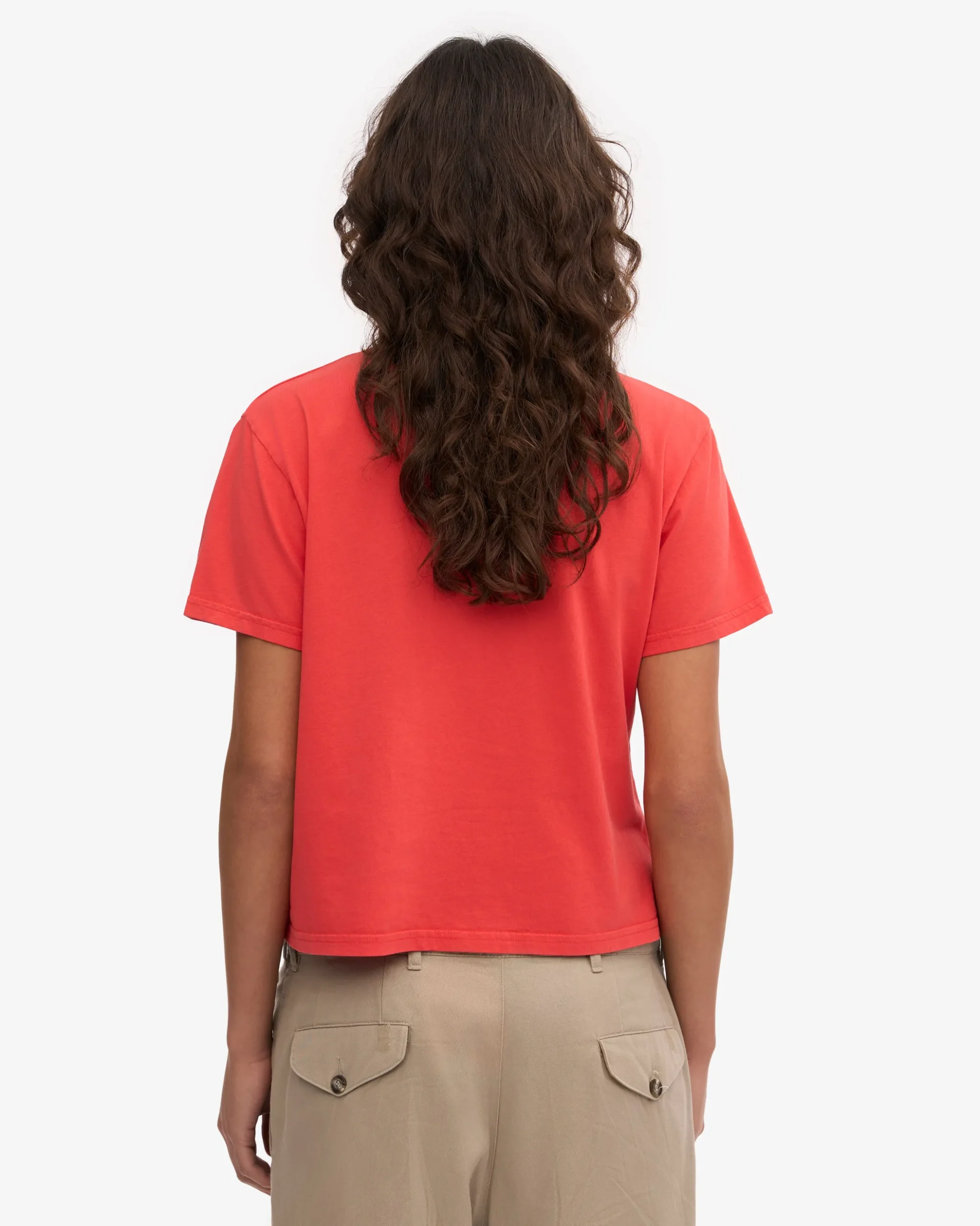 Organic Boxy Crop Tee - Red Tangerine