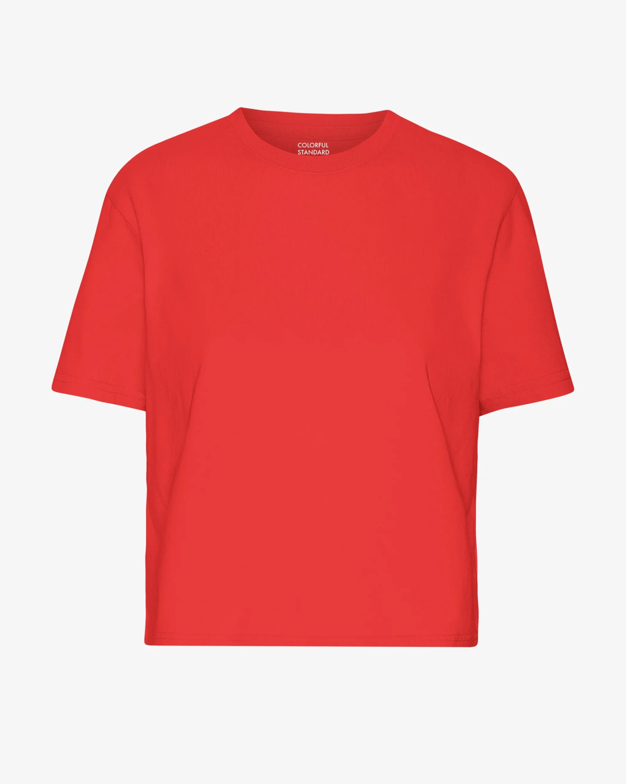 Organic Boxy Crop Tee - Red Tangerine