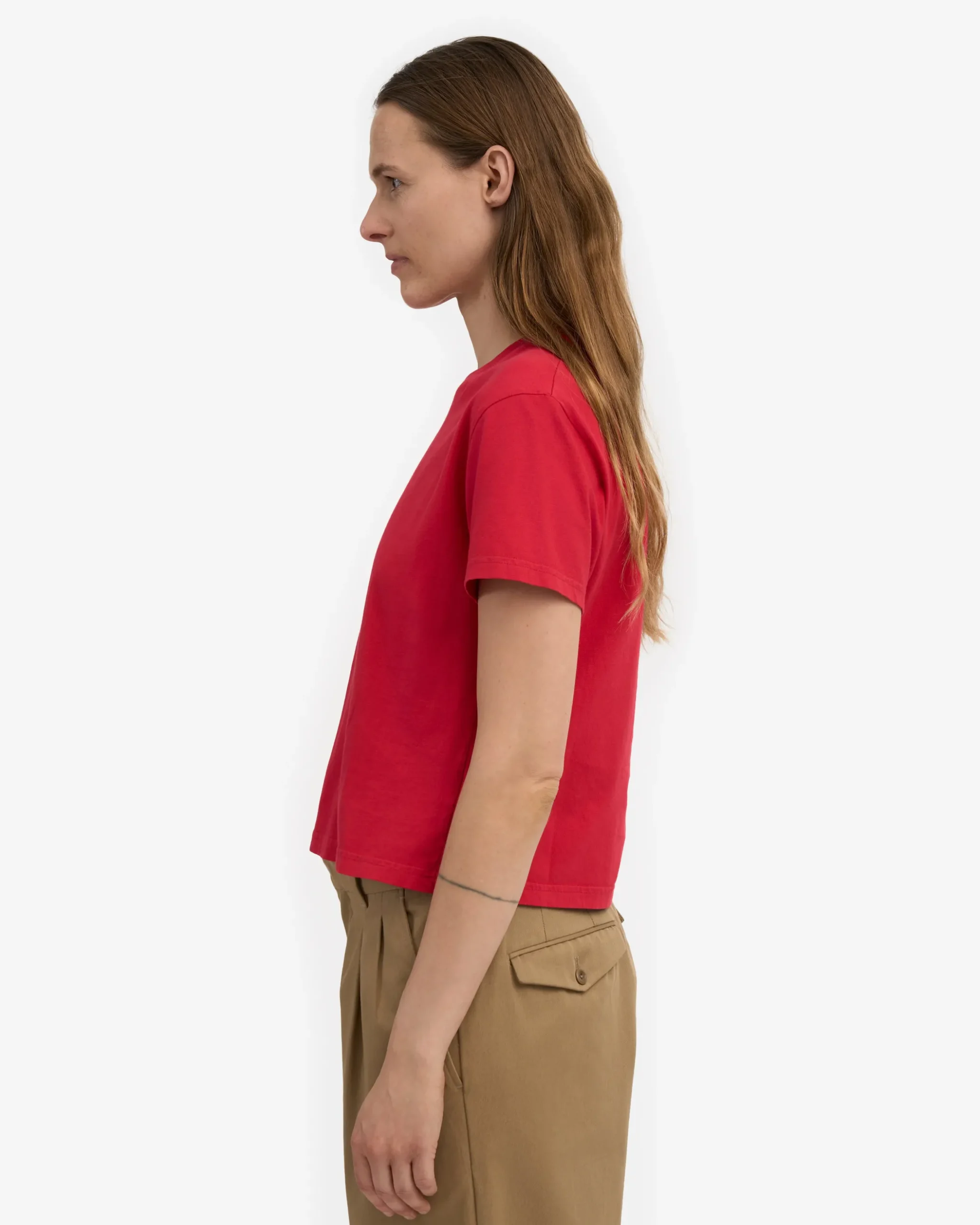Organic Boxy Crop Tee - Scarlet Red