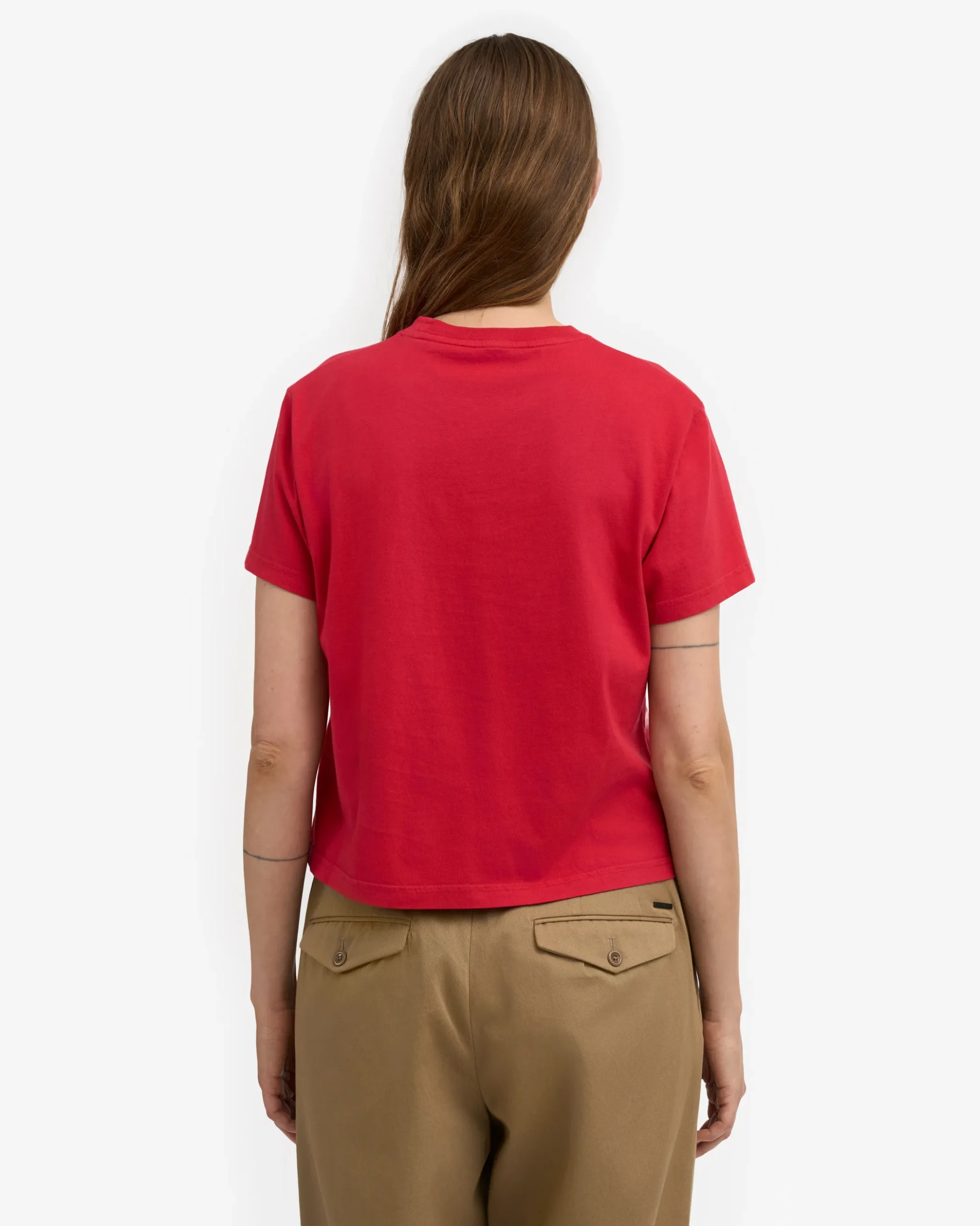 Organic Boxy Crop Tee - Scarlet Red
