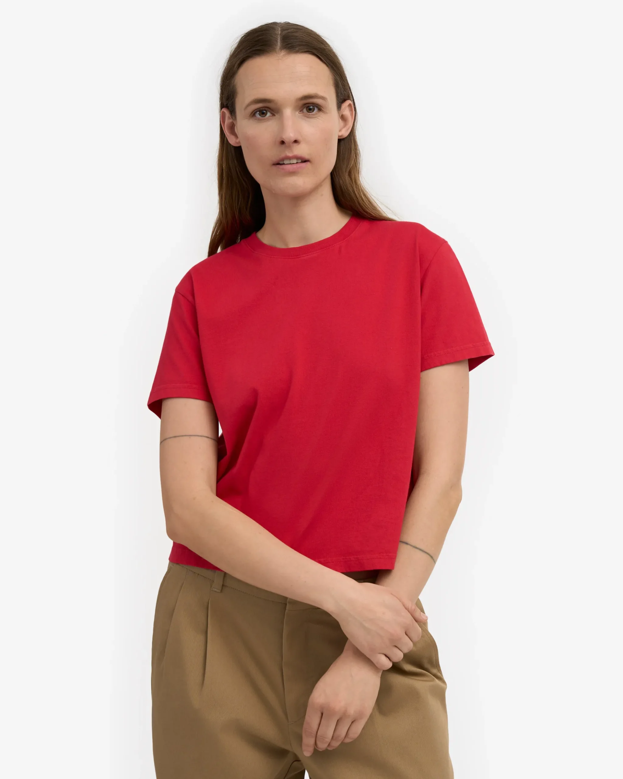 Organic Boxy Crop Tee - Scarlet Red