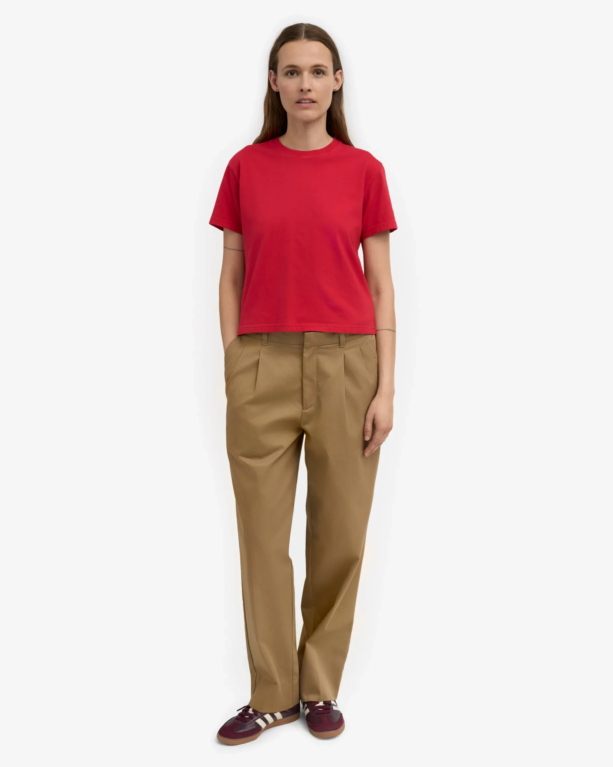 Organic Boxy Crop Tee - Scarlet Red