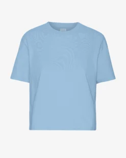 Organic Boxy Crop Tee - Seaside Blue