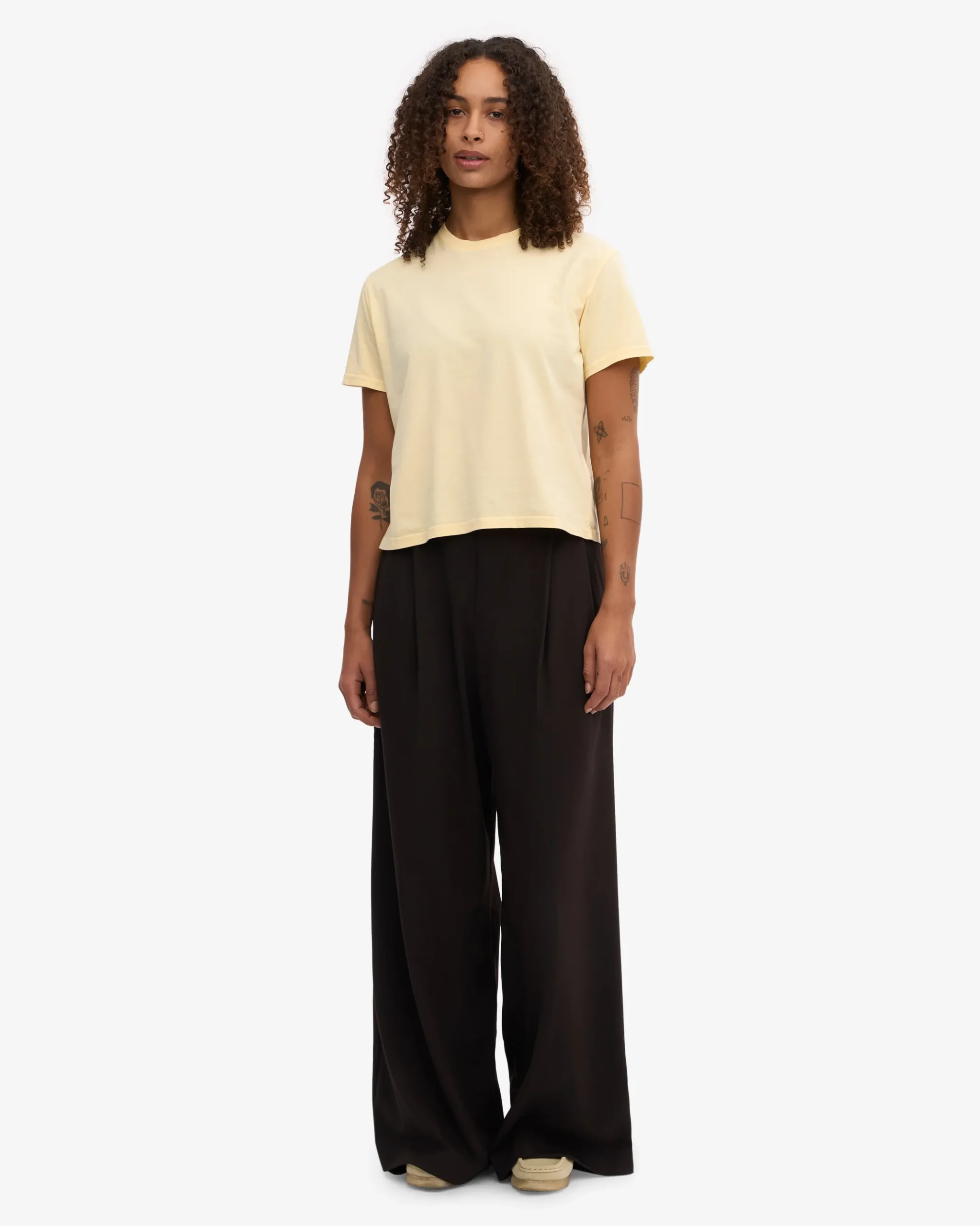 Organic Boxy Crop Tee - Soft Yellow