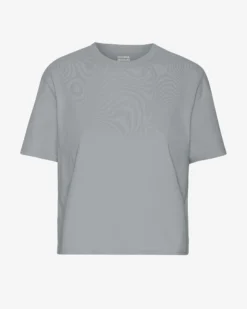 Organic Boxy Crop Tee - Steel Blue
