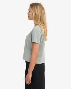 Organic Boxy Crop Tee - Steel Blue